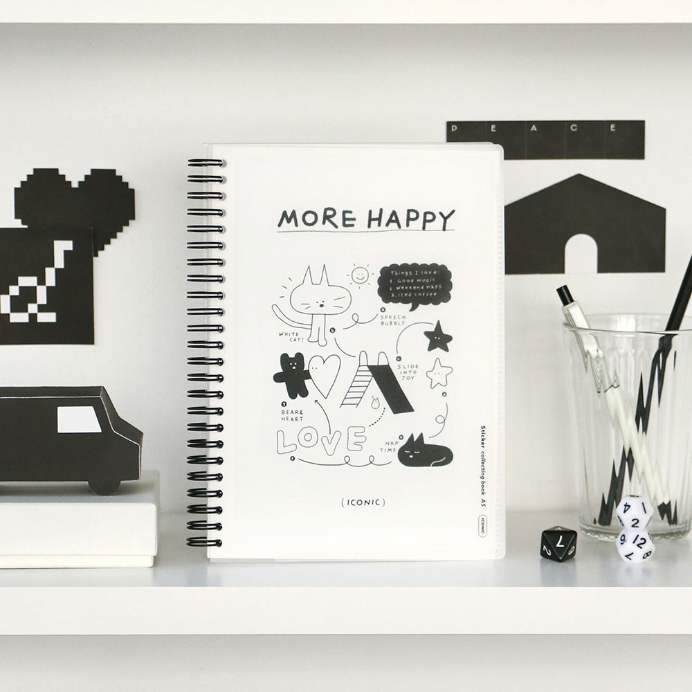 03 White - Iconic Double-Sided Non-Stick A5 Sticker Storage Book